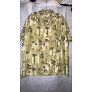 Joe Marlin Mens Large Hawaiian Tropical Palm‎ Tree Button Up Shirt